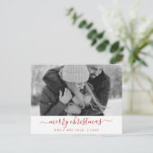 白黒メリークリスマスホリデーフォトカード シーズンポストカード (スタンド正面)
