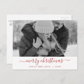 白黒メリークリスマスホリデーフォトカード シーズンポストカード (正面/裏面)