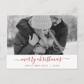 白黒メリークリスマスホリデーフォトカード シーズンポストカード (正面)