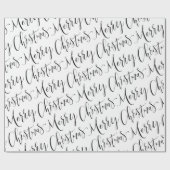 白黒メリークリスマス書道 ラッピングペーパー (フラット)