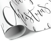 白黒メリークリスマス書道 ラッピングペーパー (ロールコーナー)