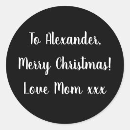 白黒メリークリスマス母からの贈り物ラベル ラウンドシール
