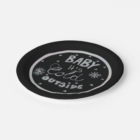 白黒メリークリユニークスマ絵を描ス ペーパープレート (アングル)