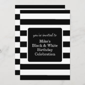 白黒メンズバースデーパーティー 招待状 (正面/裏面)