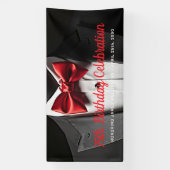 白黒メンズブラックタイ誕生日 横断幕 (縦)