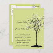 白黒メープルツリー日付はがきを保存 案内ポストカード (正面/裏面)