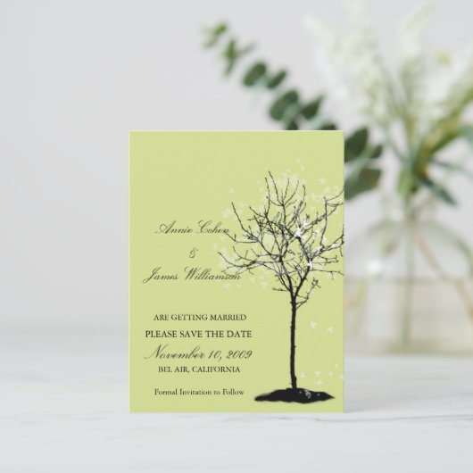 白黒メープルツリー日付はがきを保存 案内ポストカード (スタンド正面)