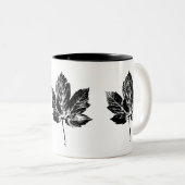 白黒メープルリーフプリントマグ ツートーンマグカップ (正面右)