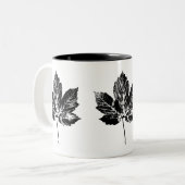 白黒メープルリーフプリントマグ ツートーンマグカップ (正面左)