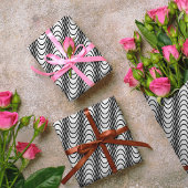 白黒モアレストライプの抽象芸術 ラッピングペーパー