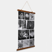 白黒モザイクグリッド自然写真アート 吊り下げ型タペストリー (傾斜あり)