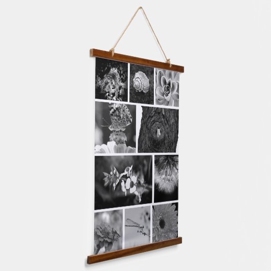 白黒モザイクグリッド自然写真アート 吊り下げ型タペストリー (傾斜あり)