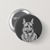 白黒モザイクドイツの羊飼いボタン 缶バッジ (正面&裏面)
