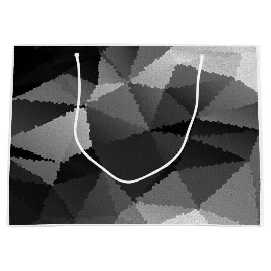 白黒モザイク模様 ラージペーパーバッグ (正面)