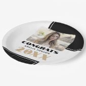 白黒モダンおめでとう大学院写真 ペーパープレート (アングル)