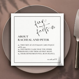 白黒モダンおもしろいファクトハートスクリプトカクテル スタンダードカクテルナプキン