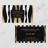 白黒モダンと金ゴールドゼブラ 名刺 (正面/裏面)