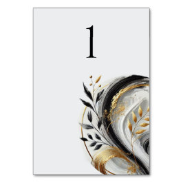 白黒モダンと金ゴールド – 植物学 – テーブルナンバー