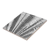 白黒モダンな熱帯やし葉状体 タイル (側面)