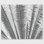 白黒モダンな熱帯やし葉状体 ラッピングペーパー (フラット)