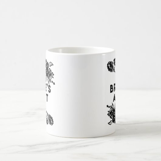 白黒モダンな花のアクセントの花嫁の叔母さん コーヒーマグカップ (中央)