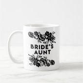白黒モダンな花のアクセントの花嫁の叔母さん コーヒーマグカップ (左)