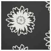 白黒モダンな花の生地 ファブリック (見本)