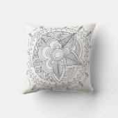 白黒モダンな花の線画 クッション (裏面)