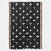 白黒モダンな飛行機のパイロット スローブランケット (正面縦)