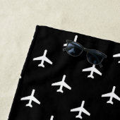 白黒モダンな飛行機のパイロット ビーチタオル (インサイチュ)