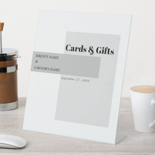 白黒モダンのウェディングカードとギフト 台座サイン (インサイチュ)