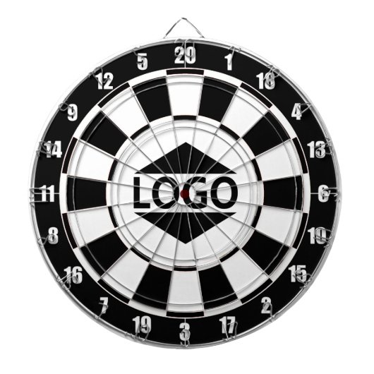 白黒モダンのカスタマイズ可能なロゴ ダーツボード (正面)