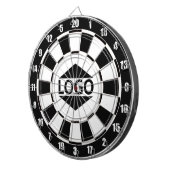 白黒モダンのカスタマイズ可能なロゴ ダーツボード (正面右)