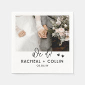 白黒モダンのカスタム写結婚真 スタンダードカクテルナプキン (正面)