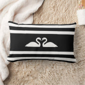 白黒モダンのシックなスワンカップルストライプの ランバークッション (ブランケット)