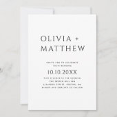 白黒モダンのシンプル写真結婚+ QR 招待状 (正面)