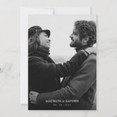 白黒モダンのシンプル結婚アーチ 招待状 (裏面)