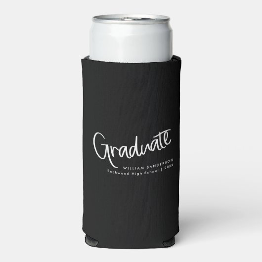 白黒モダンのスクリプカジュアルト卒業 スリム缶クーラー (Seltzer正面)