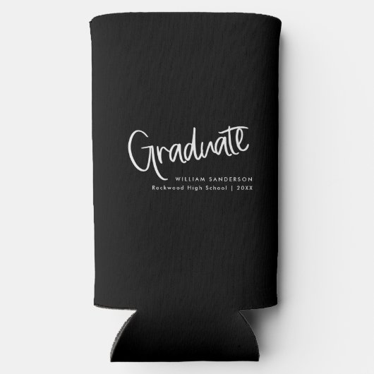 白黒モダンのスクリプカジュアルト卒業 スリム缶クーラー (裏面)