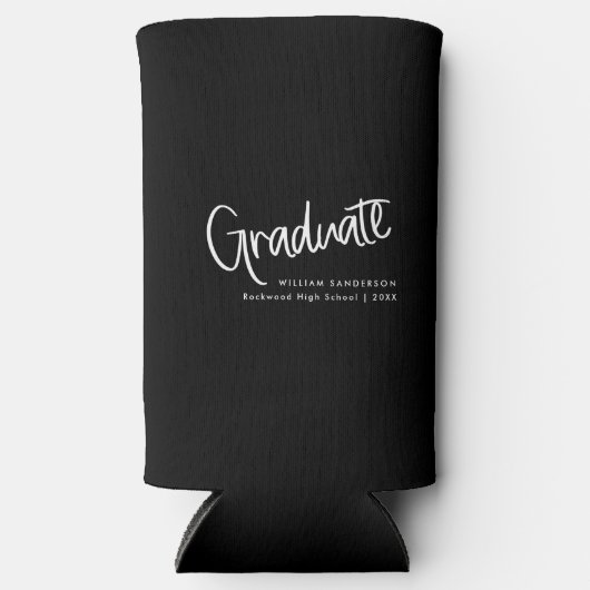 白黒モダンのスクリプカジュアルト卒業 スリム缶クーラー (正面)