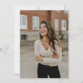 白黒モダンのスクリプトのグラードパーティー写真 招待状 (裏面)