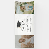 白黒モダンのスクリプトの卒業 横断幕 (縦)