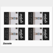 白黒モダンのスクリプト写真の卒業 長方形シール (シート)