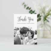白黒モダンのスクリプ結婚トの感謝していユー ポストカード (スタンド正面)