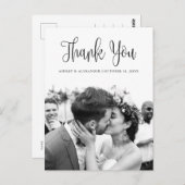 白黒モダンのスクリプ結婚トの感謝していユー ポストカード (正面/裏面)