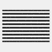 白黒モダンのストライプ赤いハート ラッピングペーパーシート (正面3)