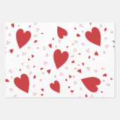 白黒モダンのストライプ赤いハート ラッピングペーパーシート (正面2)