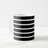 白黒モダンのストライプ コーヒーマグカップ (正面左)