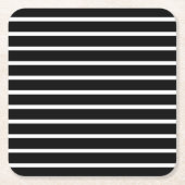 白黒モダンのストライプ スクエアペーパーコースター (正面)