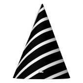 白黒モダンのストライプ パーティーハット (左)